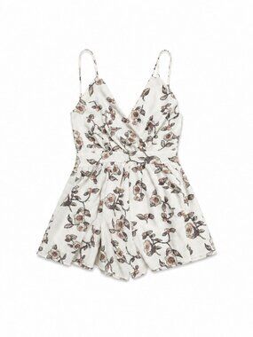 American Threads White Romper with Neutral Florals Size Small